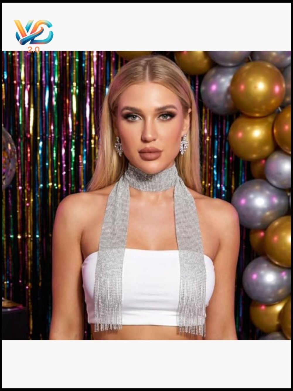 Long Skinny Scarf Sparkly Metallic Knit Multifunctional Necktie Head Wrap Belt - Picture 7 of 7